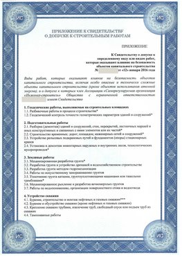 Приложение к свидетельству о допуске к строительным работам Красногорск СРО в строительстве